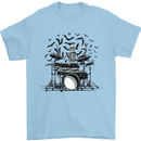 Skeleton Drummer Drumming Drum Skull Funny Mens T-Shirt Cotton Gildan Light Blue
