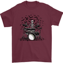 Skeleton Drummer Drumming Drum Skull Funny Mens T-Shirt Cotton Gildan Maroon