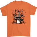 Skeleton Drummer Drumming Drum Skull Funny Mens T-Shirt Cotton Gildan Orange