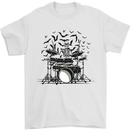 Skeleton Drummer Drumming Drum Skull Funny Mens T-Shirt Cotton Gildan White