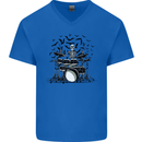 Skeleton Drummer Drumming Drum Skull Funny Mens V-Neck Cotton T-Shirt Royal Blue