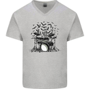 Skeleton Drummer Drumming Drum Skull Funny Mens V-Neck Cotton T-Shirt Sports Grey