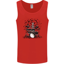 Skeleton Drummer Drumming Drum Skull Funny Mens Vest Tank Top Red
