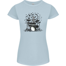 Skeleton Drummer Drumming Drum Skull Funny Womens Petite Cut T-Shirt Light Blue