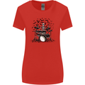 Skeleton Drummer Drumming Drum Skull Funny Womens Wider Cut T-Shirt Red