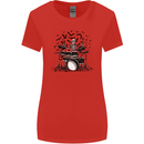 Skeleton Drummer Drumming Drum Skull Funny Womens Wider Cut T-Shirt Red
