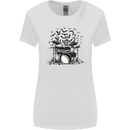 Skeleton Drummer Drumming Drum Skull Funny Womens Wider Cut T-Shirt White