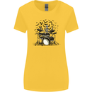 Skeleton Drummer Drumming Drum Skull Funny Womens Wider Cut T-Shirt Yellow