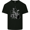 Skeleton Drummer Mens Cotton T-Shirt Tee Top Black