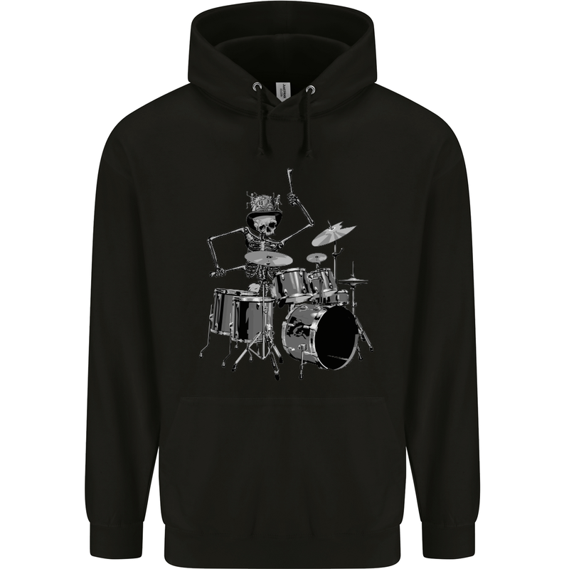 Skeleton Drummer Mens Hoodie Black