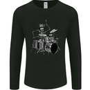 Skeleton Drummer Mens Long Sleeve T-Shirt Black