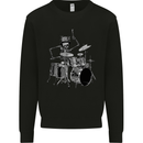 Skeleton Drummer Mens Sweatshirt Jumper Black