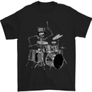 Skeleton Drummer Mens T-Shirt Cotton Gildan Black