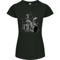 Skeleton Drummer Womens Petite Cut T-Shirt Black