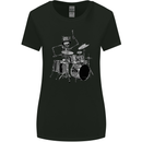 Skeleton Drummer Womens Wider Cut T-Shirt Black
