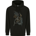 Skeleton Guitar Flying an Eagle Guitarist Childrens Kids Hoodie Black
