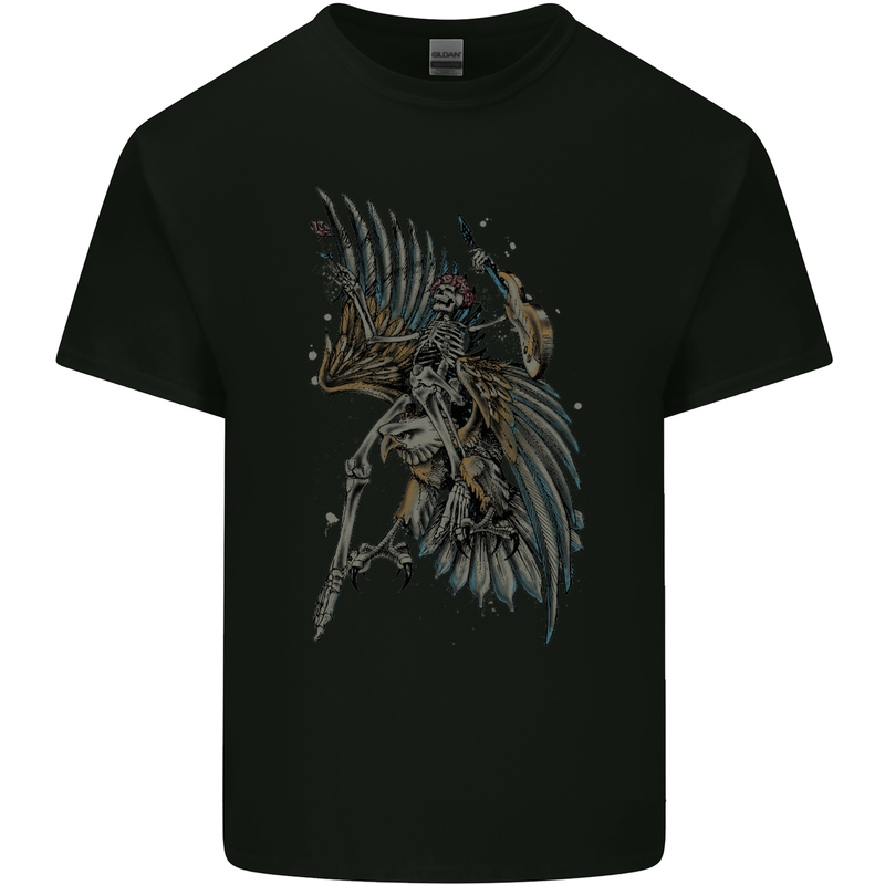 Skeleton Guitar Flying an Eagle Guitarist Mens Cotton T-Shirt Tee Top Black