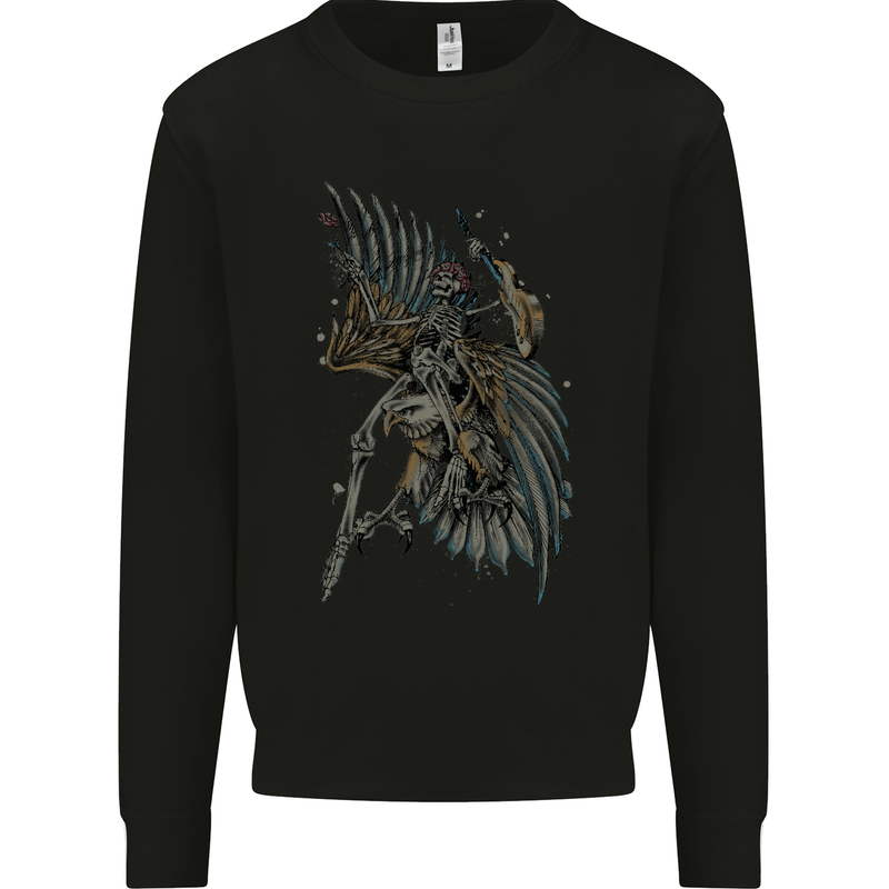 Skeleton Guitar Flying an Eagle Guitarist Mens Sweatshirt Jumper Black