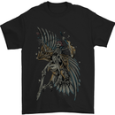 Skeleton Guitar Flying an Eagle Guitarist Mens T-Shirt Cotton Gildan Black