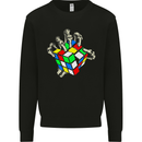 Skeleton Hand With a Retro Puzzle 80's Kids Sweatshirt Jumper Black