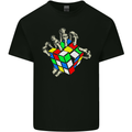 Skeleton Hand With a Retro Puzzle 80's Kids T-Shirt Childrens Black