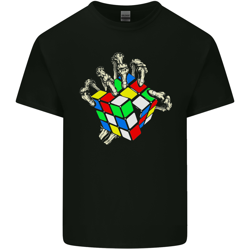 Skeleton Hand With a Retro Puzzle 80's Kids T-Shirt Childrens Black