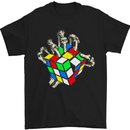 Skeleton Hand With a Retro Puzzle 80's Mens T-Shirt Cotton Gildan Black