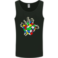 Skeleton Hand With a Retro Puzzle 80's Mens Vest Tank Top Black