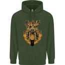 Skeleton Motorcycle Rider Childrens Kids Hoodie Forest Green