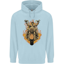 Skeleton Motorcycle Rider Childrens Kids Hoodie Light Blue
