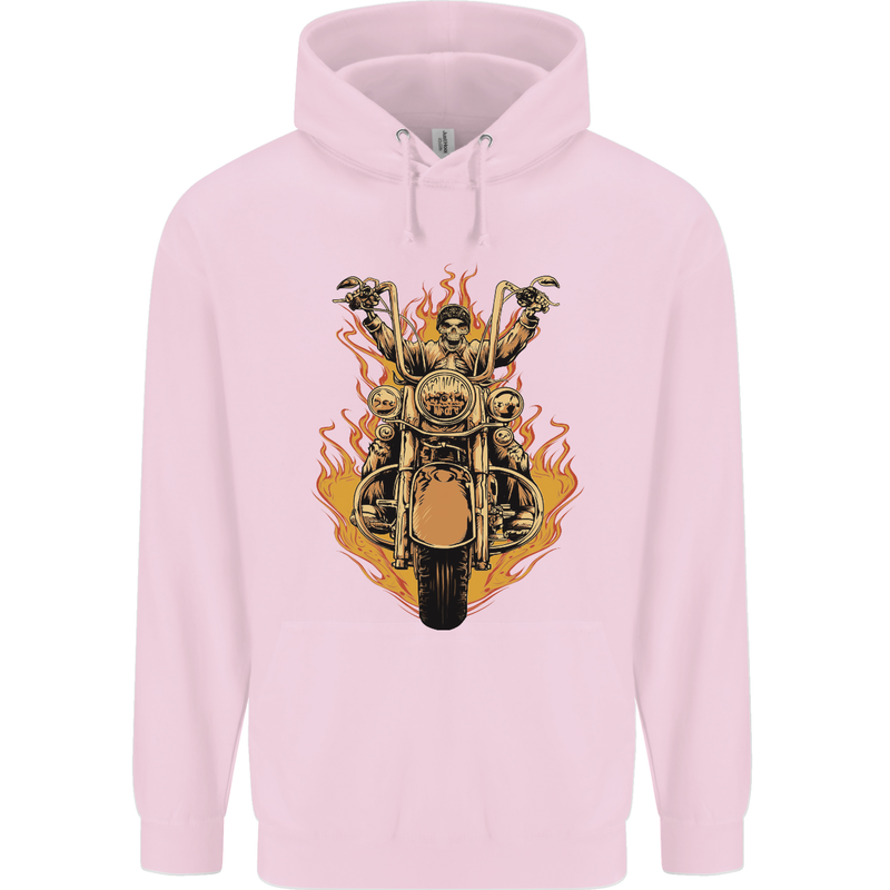 Skeleton Motorcycle Rider Childrens Kids Hoodie Light Pink