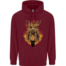 Skeleton Motorcycle Rider Childrens Kids Hoodie Maroon