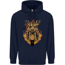 Skeleton Motorcycle Rider Childrens Kids Hoodie Navy Blue