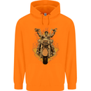 Skeleton Motorcycle Rider Childrens Kids Hoodie Orange