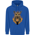 Skeleton Motorcycle Rider Childrens Kids Hoodie Royal Blue