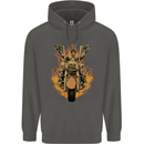 Skeleton Motorcycle Rider Childrens Kids Hoodie Storm Grey