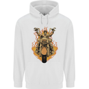 Skeleton Motorcycle Rider Childrens Kids Hoodie White