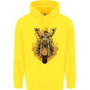 Skeleton Motorcycle Rider Childrens Kids Hoodie Yellow