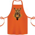 Skeleton Motorcycle Rider Cotton Apron 100% Organic Orange
