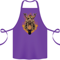 Skeleton Motorcycle Rider Cotton Apron 100% Organic Purple