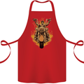Skeleton Motorcycle Rider Cotton Apron 100% Organic Red