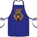 Skeleton Motorcycle Rider Cotton Apron 100% Organic Royal Blue