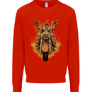 Skeleton Motorcycle Rider Kids Sweatshirt Jumper Bright Red