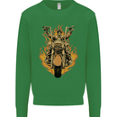 Skeleton Motorcycle Rider Kids Sweatshirt Jumper Irish Green