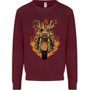 Skeleton Motorcycle Rider Kids Sweatshirt Jumper Maroon