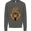 Skeleton Motorcycle Rider Kids Sweatshirt Jumper Storm Grey