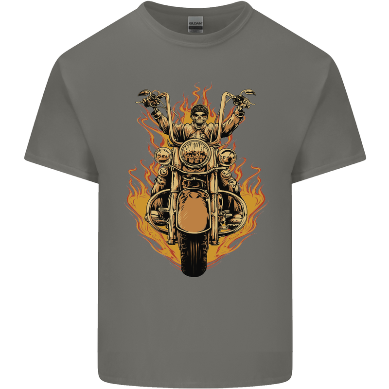 Skeleton Motorcycle Rider Kids T-Shirt Childrens Charcoal