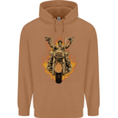 Skeleton Motorcycle Rider Mens 80% Cotton Hoodie Caramel Latte