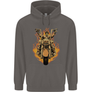 Skeleton Motorcycle Rider Mens 80% Cotton Hoodie Charcoal