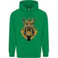 Skeleton Motorcycle Rider Mens 80% Cotton Hoodie Irish Green